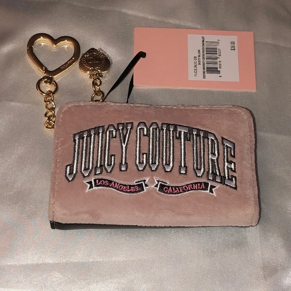 Juicy Couture Dusty Blush Couture University Center Pouch Coin Wallet NWT